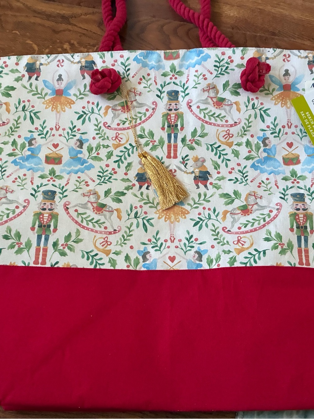 Festive Nutcracker Print Tote Bag waterproof